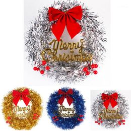 Christmas Decorations 1pc LED Wreath With Artificial Pine Cones Berries Flowers Front Door Hanging Decoration Rattan Wall Ornament1