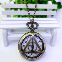 Wholesale New Bronze Color Steel Souvenirs Quartz Vintage Pocket flip Movie classic large Totoro Deathly Hallows and other anime watches