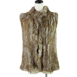 17 colors woman girl real rabbit fur vest jacket spring winter warm genuine rabbit fur knit coat vest black beige LJ201204