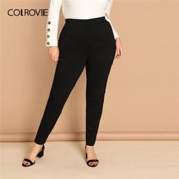 COLROVIE Plus Size Black High Waist Active Wear Skinny Leggings Female Spring Basic Leggings Fitness for Women Sexy Pants LJ201006