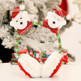 Christmas Decorations Earmuffs Santa Claus Elk Bear Headdress Kid Adult Headband Party Decor Cute Gift Ears Protect1