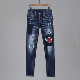 -XL Blue Imprimé peint Jeans Men D2 Italien pour Hogo Boos Divers Disel Harem CKJ Veste