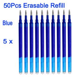 50Pcs/Set 0.7mm Erasable Refill Magic Erasable Pen Refill Rods Gel Pen Refill Blue Black Office Stationery Writing Tools 201202