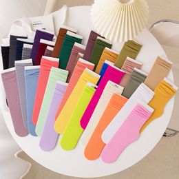 Spring Summer Cotton Thin Socks Solid Colour Women Girls Fashion Sock High Quality Wholesale Price