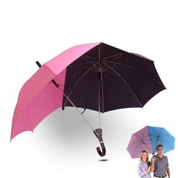 Creative automático dois pessoa guarda-chuva grande área dupla amante casais moda multifuncional windproof1