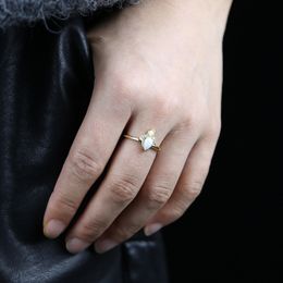 New Simple Opal ring Jewellery white cubic Zircon paved Gold Colour crown shape tiny band Rings For Women wedding dainty Jewellery