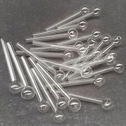 Clear 4.1 inch Length Glass Pipe Oil Nail Burning Jumbo Pipes 105mm Pyrex Glass Burner Concentrate Thick Transparent durable Smoking Tubes for smokers wholesale