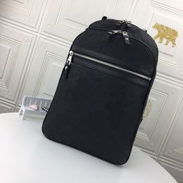 YY Moda masculina mochila de couro genuíno com relevo preto bolsa de ombro bolsa escolar mochilas de computador para mulheres crossbody bolsa escolar bagagem bolsas de viagem M58024