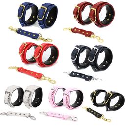 PU Leather Bondage Sexy Handcuffs Black Restraints Foot Cuffs Bdsm Sex Toys for Couples Erotic Sexy Costume Accessories Roleplay