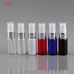 100pc 15ml empty round plastic bottle with gold collar spray pump container,plastic bottles ,Fine mist makeup