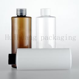 30PCS 250ml empty plastic white clear PET bottle with dispensing cap for cosmetic packaging, lotion containers screw lid