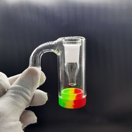 14mm Glas Aschenfänger Shisha Zubehör mit 10ML buntem Silikonbehälter Reclaimer männlich weiblich Aschenfänger für Bong Dab Rig Quarz Banger beste Qualität