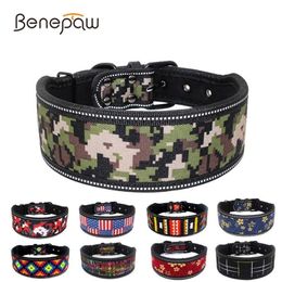 Benepaw Reflective Waterproof Camouflage Dog Collars For Small Medium Big Dogs Breathable Soft Padded Pet Collar Lead Supplies LJ201112