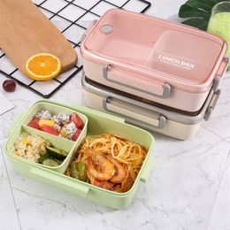 BPA Free Lunch Eco-friendly Bamboo Fibre Material Portable Bento Box Microwaveble Food Storage Container For Office Children Y200429