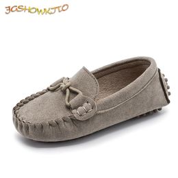 JGSHOWKITO Hot Fashion Kids Shoes For Boys Girls Children Leather Shoes Classical All-match Loafers Baby Toddler Boat Shoes Flat 201130