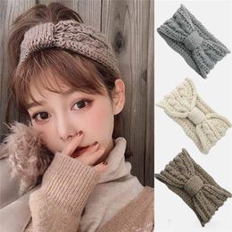 INS Wholesale Girls Headbands Quality Knitted Crochet Twist Hairbands Winter Ear Warmer Elastic Hair Band Wide Hair Accessories