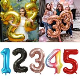 Helium Balloon 40 Inch Gold Number Aluminium Coating Balloons Birthday Decoration Wedding Air Party Supplies Best quality