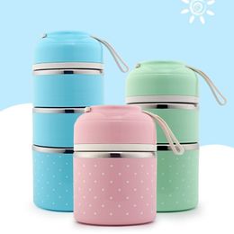 Cute Japanese Thermal Lunch Box Leak-Proof Stainless Steel Bento Box Kids Portable Picnic School Food Container Kitchen Supplies 201029