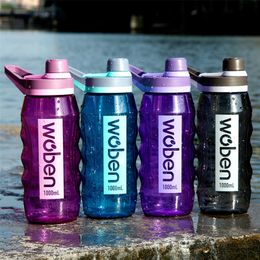 1000/1500ML Sports Water Bottle Outdoor Bottles with Lid Eco-Friendly Drinkware Hiking Camping Plastic Large Capacity R2029 201221