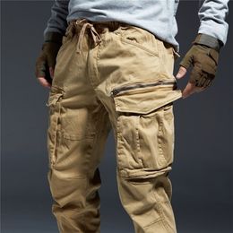 ICPANS Ankle Length Cargo Men Joggers Elastic Waist Zipper Many Pockets Black Army Military Pants Streetwear Fashion 201221