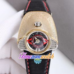 50mm Azimuth Gran Turismo 4 Variants Miyota Automatic Mens Watch SP.SS.GT.N001 Black Dial 18K Yellow Gold Case Diamond Bezel Leather Watches Timezonewatch G04A (1)
