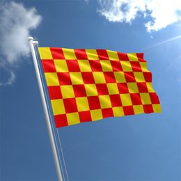 Red and Yellow Cheque Flag Perfect 3x5Ft Double Stitched Banner 90x150cm Festival Gift Polyester Digital Printed
