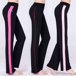 2021 Women Solid Colorpants High Waist Wide Leg Long Pants Yoga Dance Trousers yoga pants running jogging Sports Wear H1221