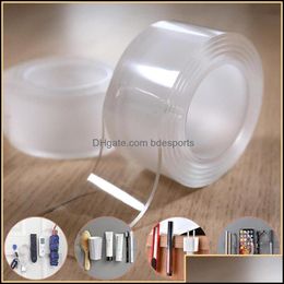 Other Housekee & Organisation Home Garden Mti-Purpose Nano Double-Sided Tape Waterproof Clear Adhesive Paste 1 2 3 5 M Suitable For Kitchen