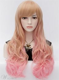 Fashionable and cute Harajuku mixed Colour long wave wig 28 inches
