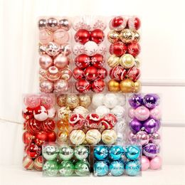 6cm Christmas decoration ball plastic Colour snowflake 24 pieces a box of Christmas tree ball decoration New Year gift 201130