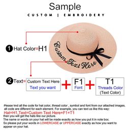 Custom Name Beach For Women's Summer Personalised Customise Embroidery Text Sun Straw hat Female Sunshade Caps Y200714