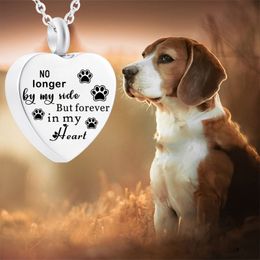 Paws Print Heart Pendnat Necklace Cremation Urn For Pet Memorial Necklace Stainless Steel Keepsake Jewellery With Fill Kit
