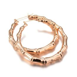 Trendy Oversized Bamboo Hoop Earrings Women Classic Gold Silver Colour Big Geometry Circle Round Earings Party