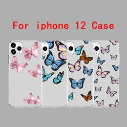 Creative Butterfly Phone Case For iphone 12 Pro Max Soft TPU Clear Anti-fall Protective Back Cover For iphone 11 Xs Max XR Shell