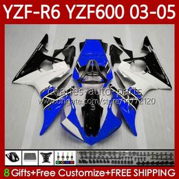 Motorcycle Body For YAMAHA YZF-R6 YZF600 YZF R 6 600 CC 03-05 Bodywork 95No.93 YZF R6 600CC YZFR6 03 04 05 Cowling Blue blk white YZF-600 2003 2004 2005 OEM Fairings Kit