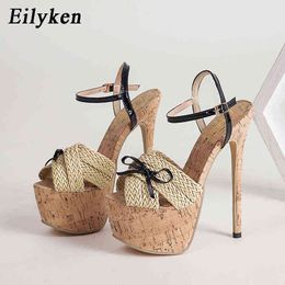 Sandals Eilyken Summer Butterfly-knot Women Sandals Pumps Party shoes Platform shoes Stiletto heels Open toe High Heels Dress shoes 220310