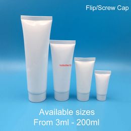 5ml 10ml 30ml 50ml 100ml 200ml White Plastic Soft Bottle Makeup Cream Squeeze Tube Shampoo Lotion Container Free Shipping 30pcsshipping