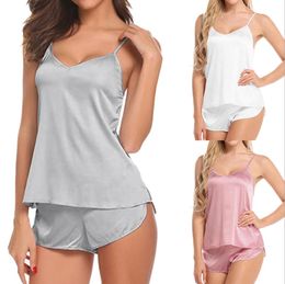 New Style Ladies Women Vest+Short Sets Lace Patchwork Sleepwear Lingerie Nightdress Suit Sets Sleeveless Slip Fashion Hot