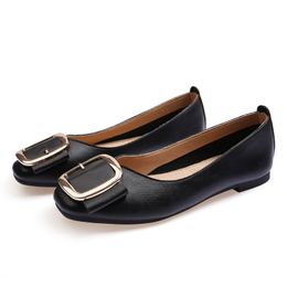 Hot sale-new flat shoe lager size 33-43 womens girl leather Nude black grey New arrivel Working wedding Party Dress shoes seventy-two