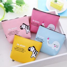 Women Girls Cute animals square PU zero wallet zipper Coin Bag handbag Pouch Purse Wallet Purse bags Free shipping