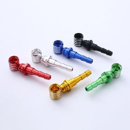 Multicolor metal pipe new Portable pipes Aluminium Philtre cigarette holder creative short mouth screw nut-shaped smoking set