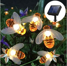 5M Solar Lights String 20 Led Honey Bee Shape Solar Powered Fairy Lights For Outdoor Home Garden Fence Summer Decoration 201203