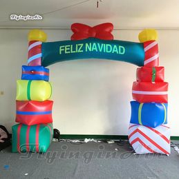 Christmas Inflatable Gifts Arch 4m Advertising Air Blown Door Inflated Archway with Custom Printing for Christmas/New Year Decoration
