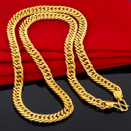 Thick Chain 18k Yellow Gold Filled Heavy Mens Necklace Double Cuban Chain 24 in
