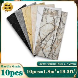 10pcs Marble Grain 3D Wall Sticker Floor 30x60 cm PVC Self-Adhesive Waterproof Decorative s for Home DIY House 220217