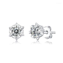 Stud Moissanite Earrings For Women Snowflake Classic 6 S925 Silver Jewellery Fashion Earring11