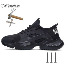 Fashion Sneakers Ultra-light Shoes Anti-smashing Safety Men Steel Toe Work Boots Zapatos De Hombre Y200915