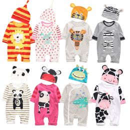 Lovely Cartoon Panda lion costume Newborn baby boy's girls clothing autumn long sleeve baby cotton rompers with Hat jumpsuits 201027