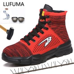 Winter New Men's Anti Smashing Cotton Steel Toe Work High Top Boots With Fur Men Puncture Proof Safety Shoes Y200915