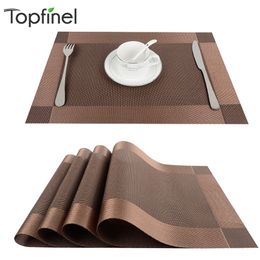 Top Finel 4pcs/lot PVC Decorative Vinyl Placemats for Dining Table Runner Linen Place Mat in Kitchen Accessories Cup Coaster Pad T200708